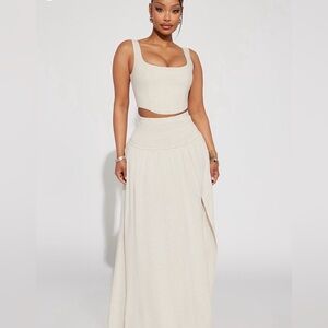 Fashionnova linen Maxi Skirt Set